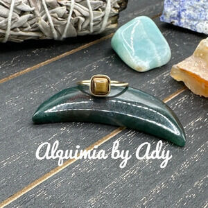 Super dainty tigers eye gold ring fall minimalistic